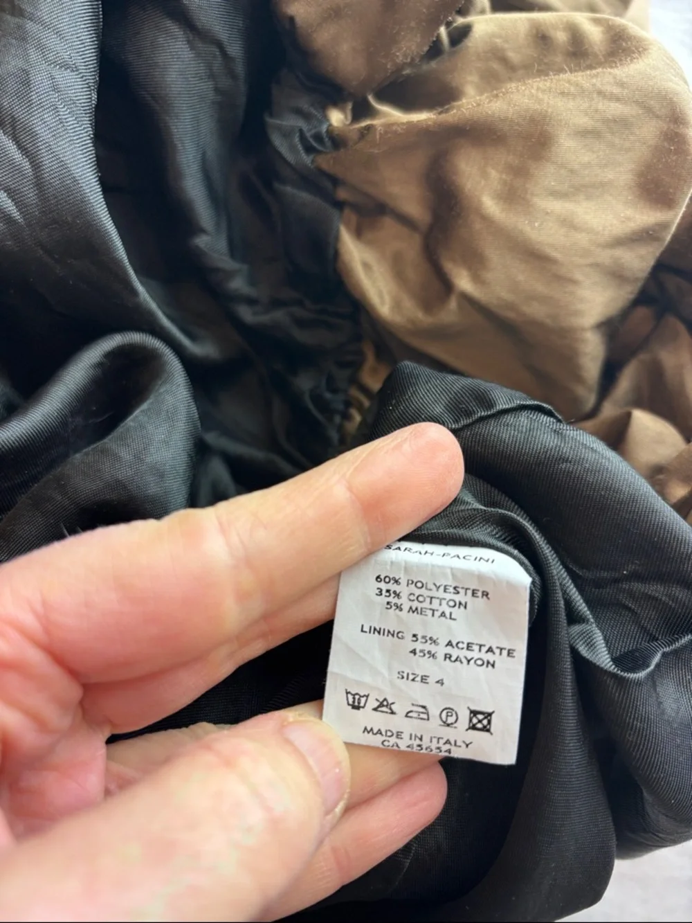 SARAH PACINI Designer Khaki Metallic Bubble Skirt Maxi Length Avant Garde Size 4 - Picture 7 of 7